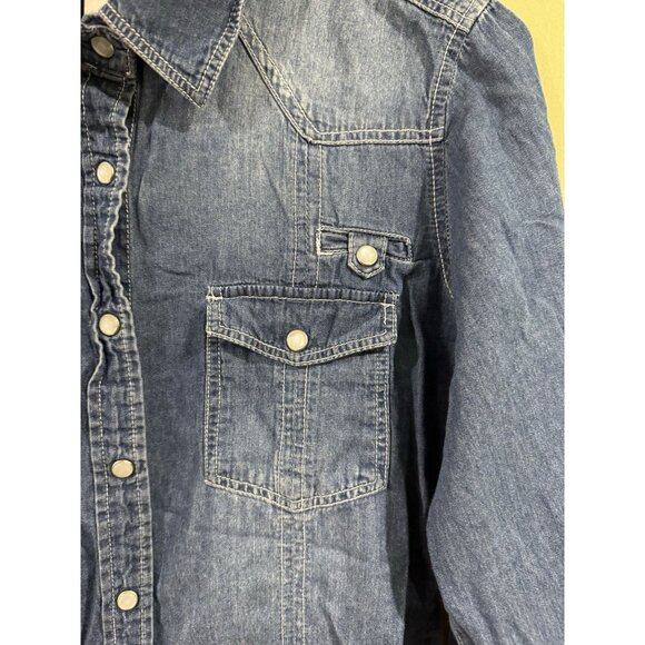 Warehouse One Button Up Shirt women Size Small Blue - Picture 8 of 11